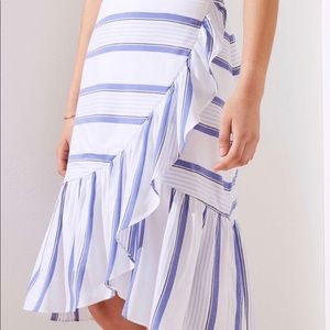 Loft ruffled stripe skirt NWOT